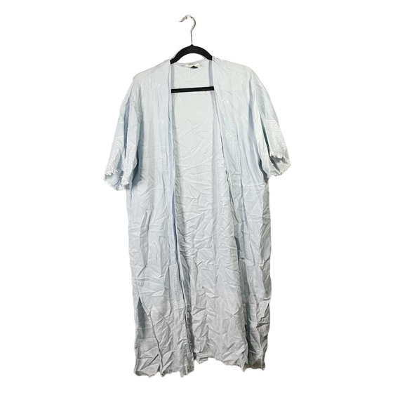 Universal Thread Boho Blue White Oversized Flowy Short Sleeve Cardigan Shawl - Picture 1 of 7